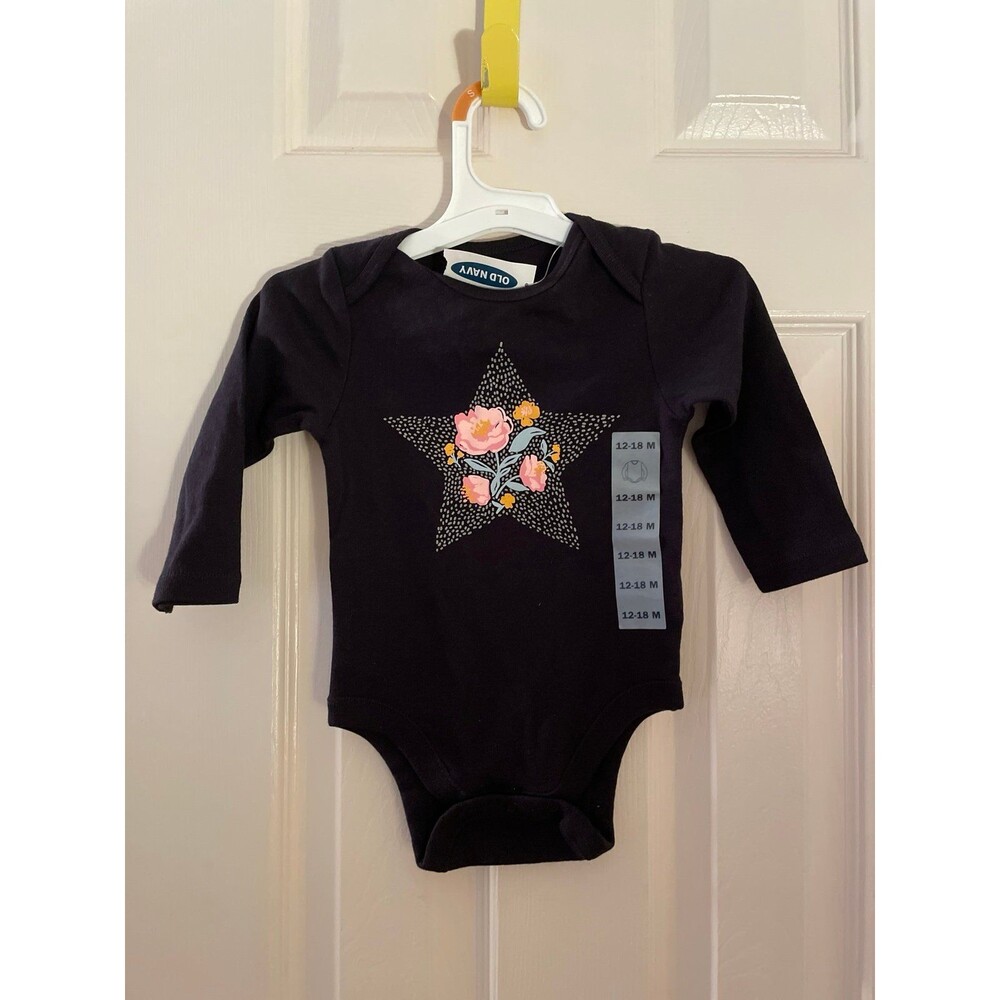 Old Navy Baby Girl Long Sleeve Floral Star Bodysuit